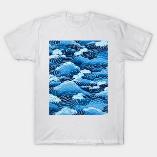 Seigaiha (青海波): Japanese Blue Ocean Waves T-Shirt